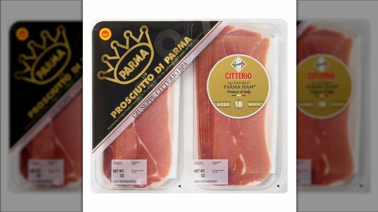 Selection of prosciutto di parma aged meat.