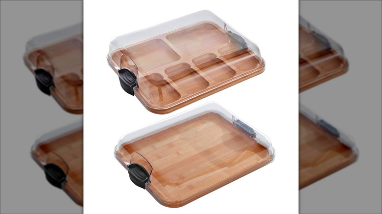 Two piece cheese wood cheese board with lid set.