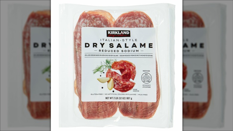 A packet of Kirkland Signature Dry Salame.