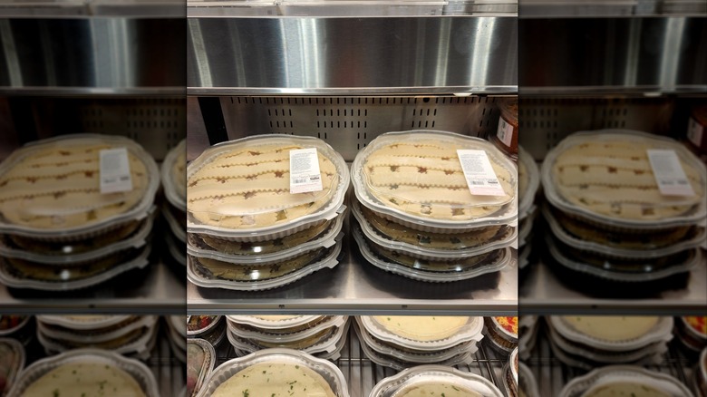 Image of chicken pot pie displayed in shelves