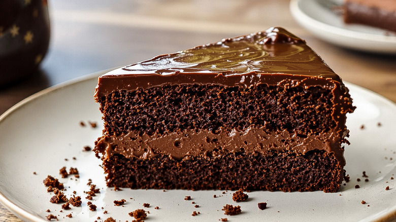 Slice of chocolate mousse cake