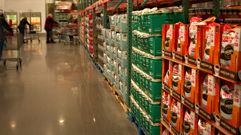 The coffee aisle at a Costco store.