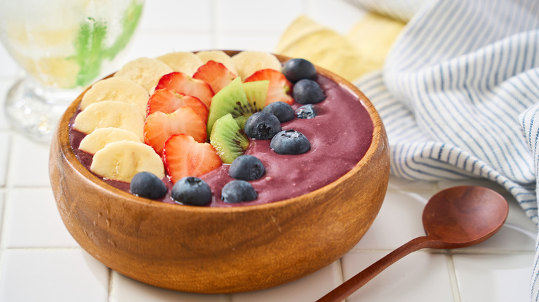 Homemade açai bowl with fresh fruits