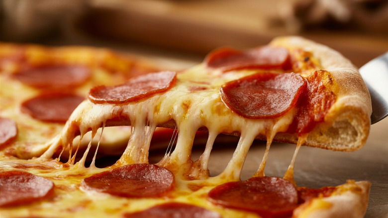 Slice of pepperoni pizza