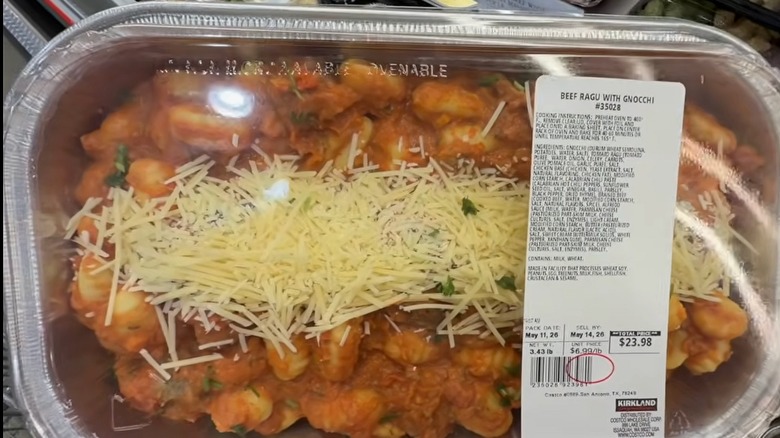 Package of Costco take-and-bake beef ragu with gnocchi