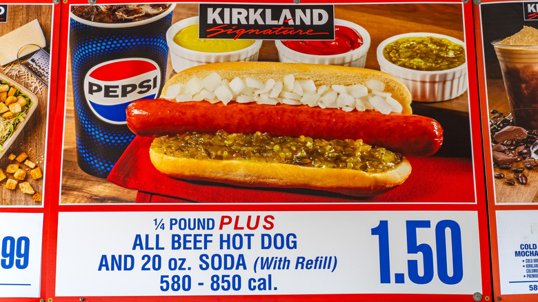 Hot dog combo on the Costco food court menu
