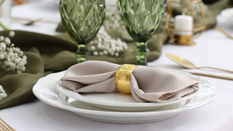 close-up of a set of china cups and saucers