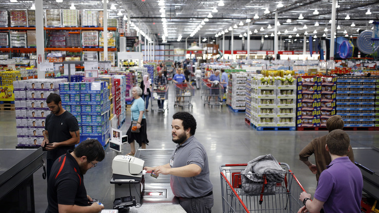 customer buying groceries at Costco