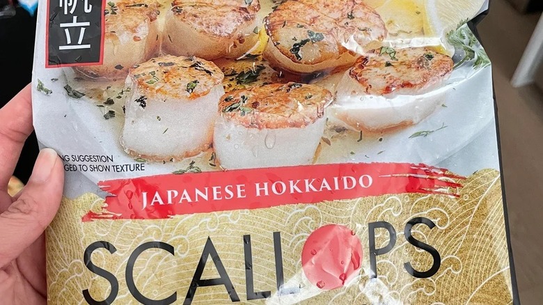 A package of frozen Hokkaido scallops from Costco