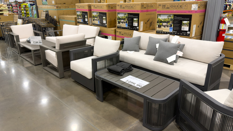 Furniture sets at a Costco warehouse retailer