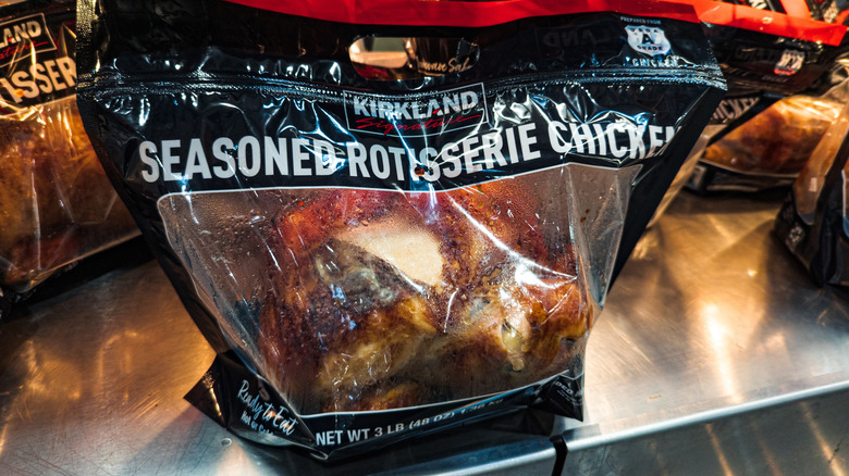 bag of Costco seasoned rotisserie chicken