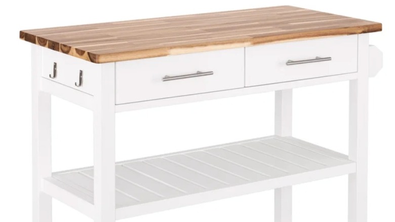 Close-up of Costco's rolling kitchen island