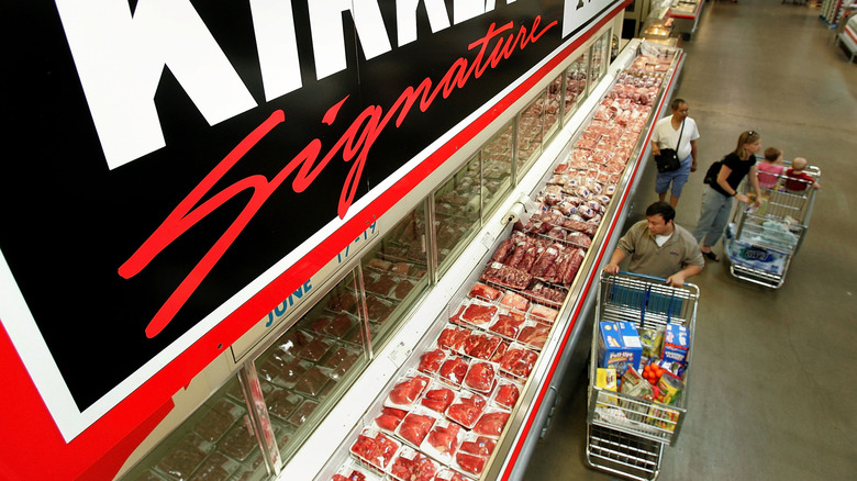 top down view of Costco butcher counter