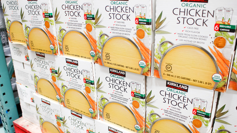 boxes of Kirkland Organic Chicken Stock