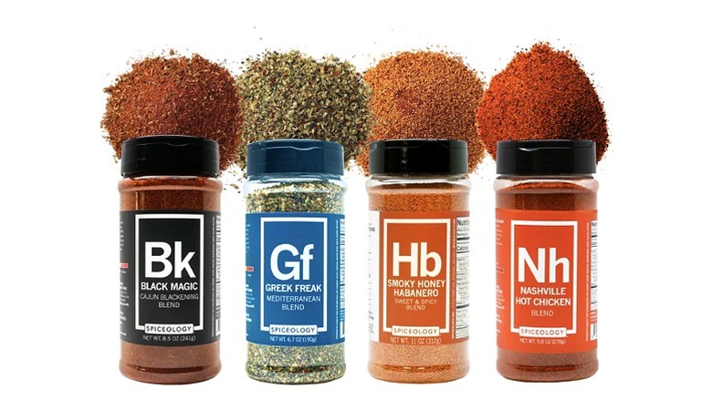 Spiceology four-pack bundle of seasonings on a white background.