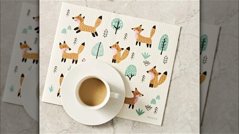 Costco Reyco Swedish dish cloths in Woodland Whimsy pattern.