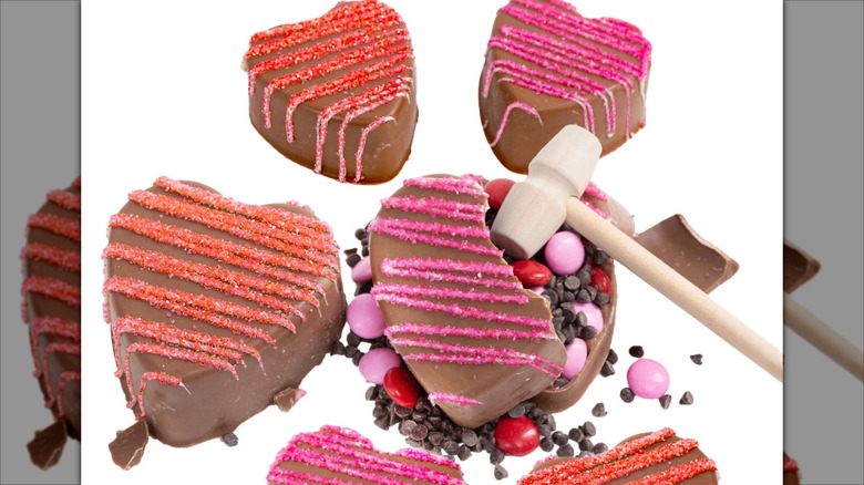 Chocolate covered belgian chocolate breakable hearts.