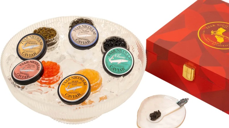 Tsar Nicoulai Mosaic selection of caviars and fish roes.