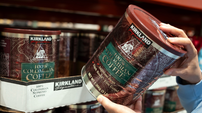 Kirkland Signature Columbian Coffee cans in Costco
