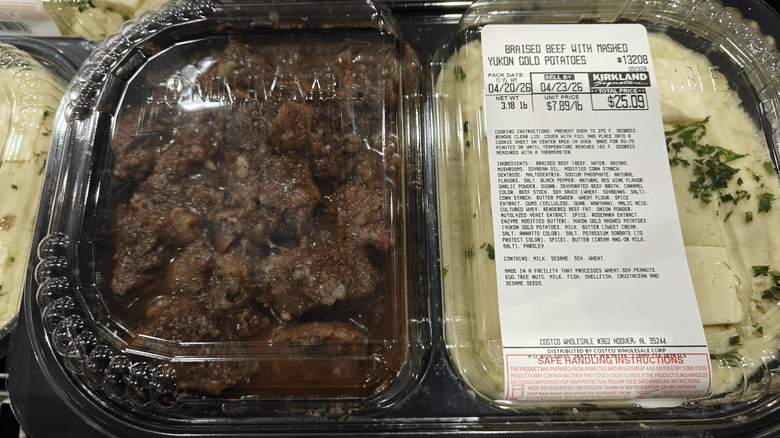 Kirkland Signature Braised Beef with Yukon Mashed Potatoes in the deli fridges.