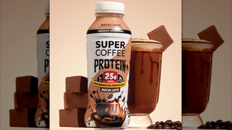 A bottle of Super Coffee Protein+