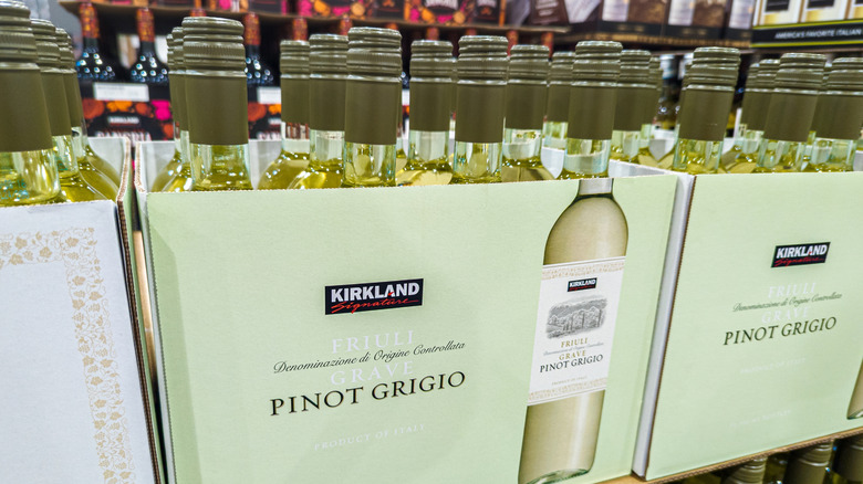 Up close box of Kirkland Pinot Grigio at Costco