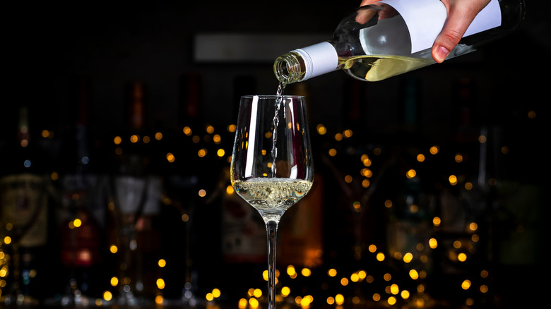 Pinot Grigio being poured in a wine glass