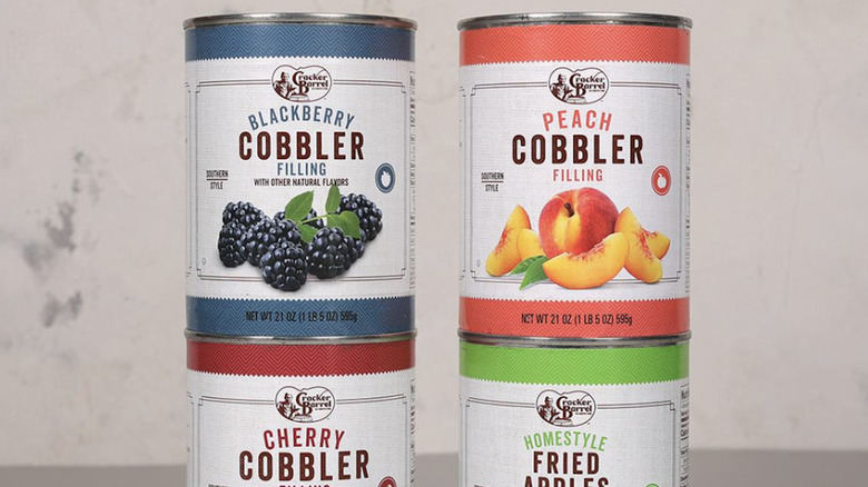 cans of cracker barrel cobbler fillings