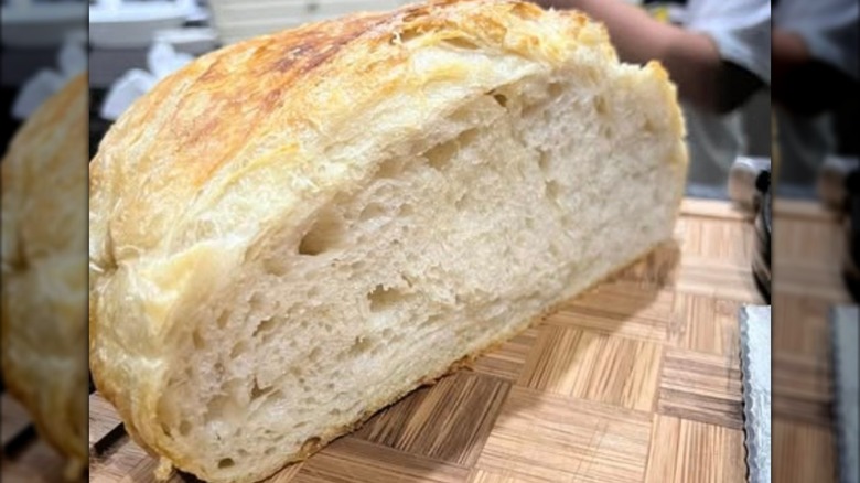 Close up of viral croissant sourdough loaf
