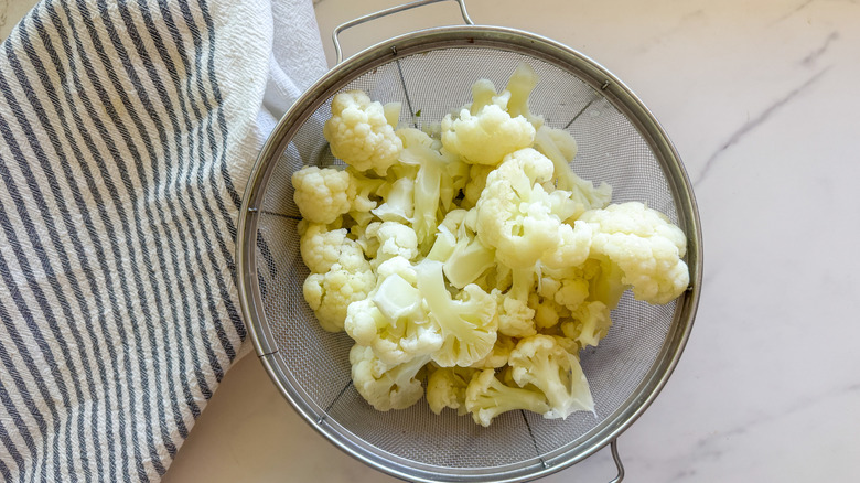 cauliflower in colander