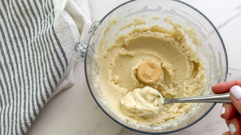 spoon with cauliflower mash