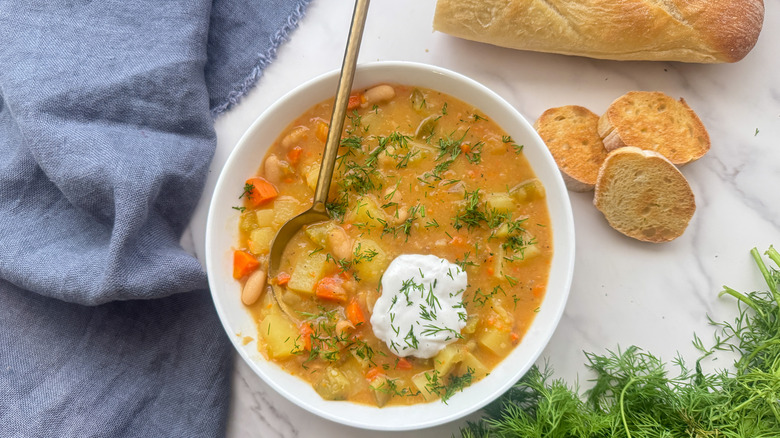 bowl of soup with spoon