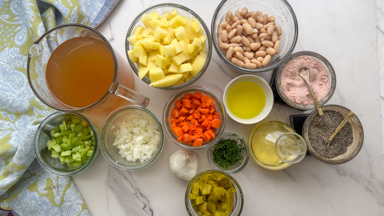 Creamy dill pickle soup ingredients