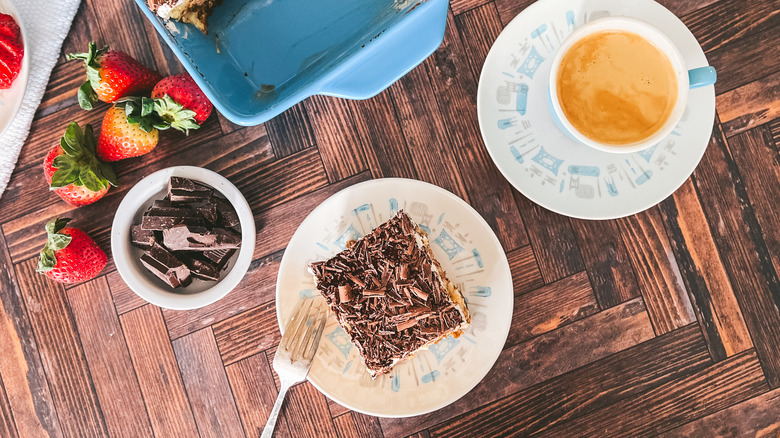 creamy hazelnut tiramisu on plate