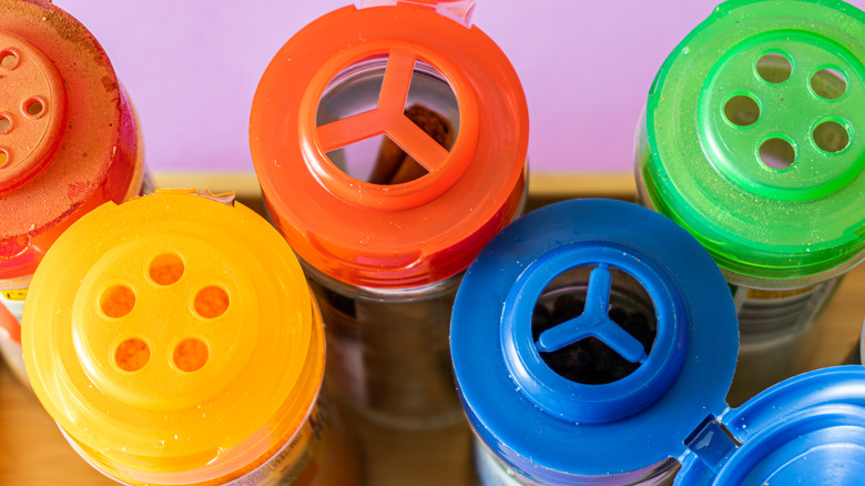 Lids of spice jars