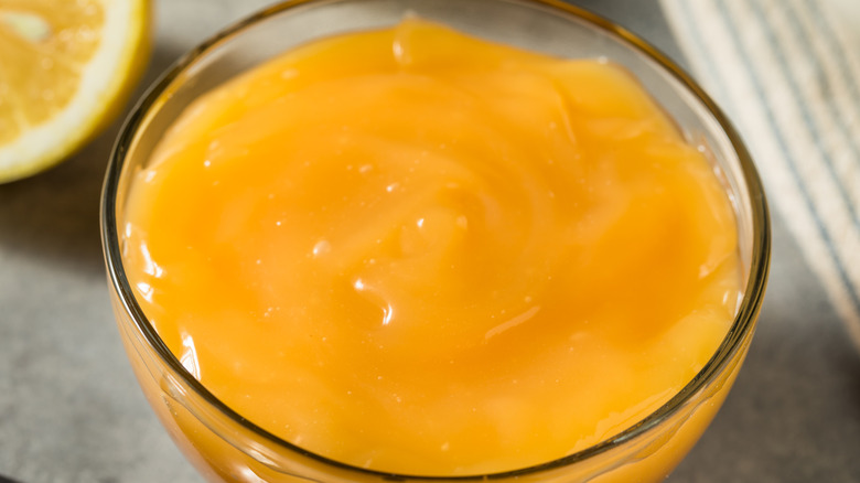 Lemon curd in a bowl