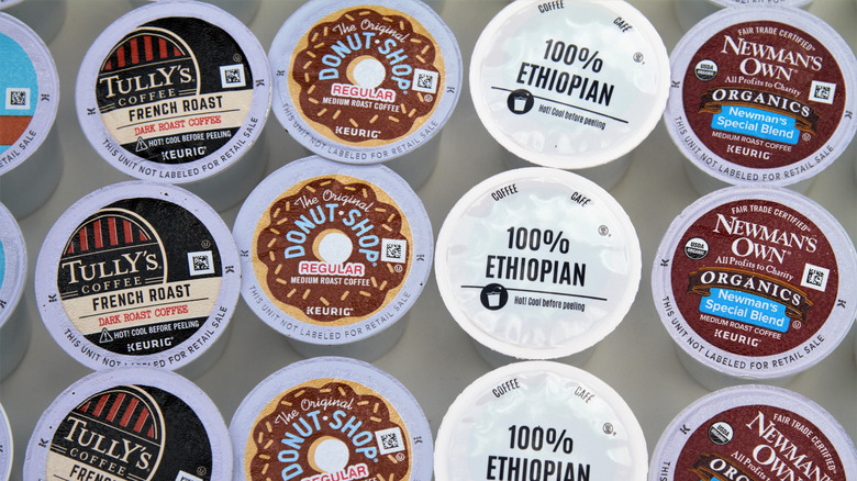 K-Cup coffee pods on white background