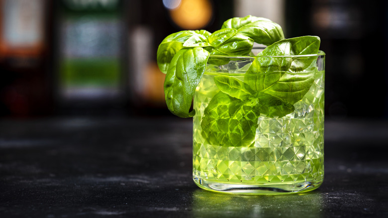 Basil smash with basil garnish