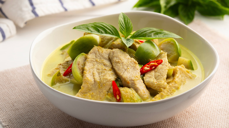 Thai green curry with Thai basil