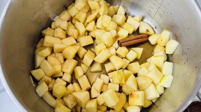 Applesauce cooking in saucepan