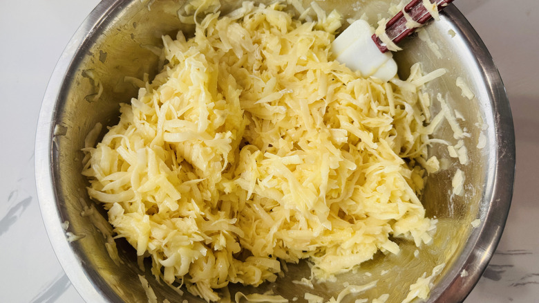 Latke mixture in bowl