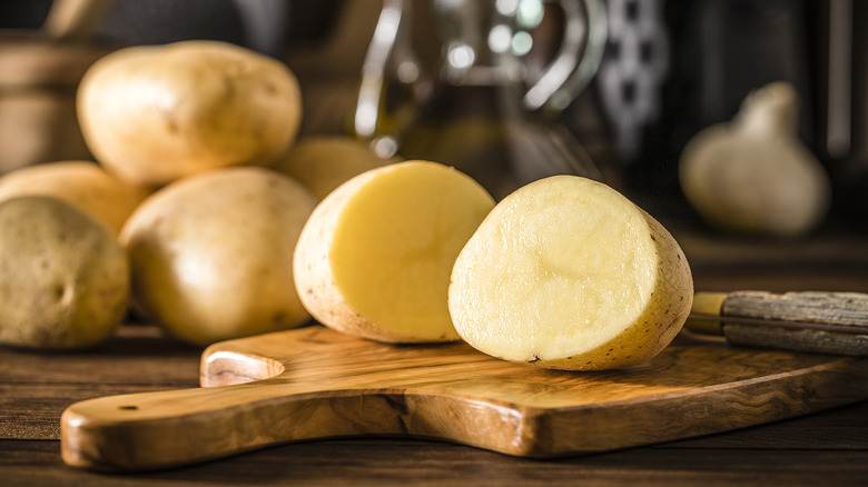 Potato on a cutting board