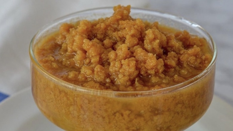 A closeup view of a chunky Cuban dulce de leche