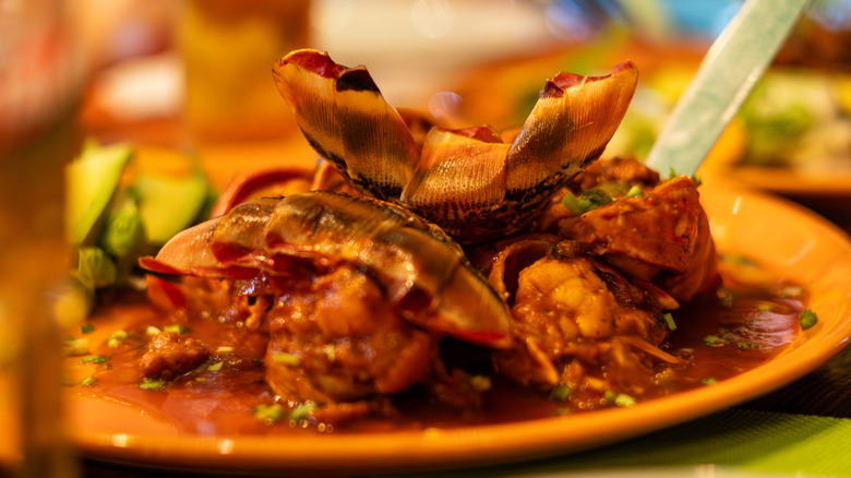 A Cuban lobster dish on a plate