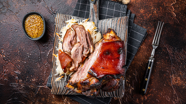 Slow roasted pig on a platter