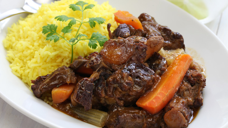 Cuban oxtail stew with a side of rice