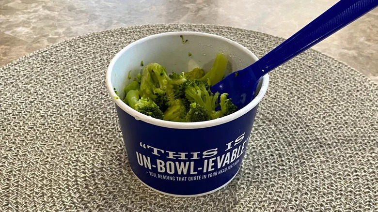 A sider order of steamed broccoli from Culver's fast food restaurant