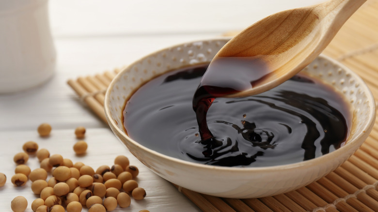soy sauce in a small bowl