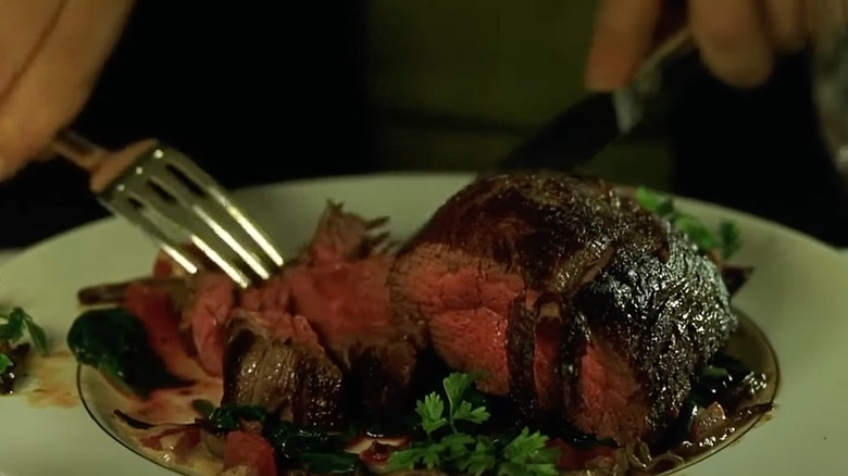 A rare steak in a scene in the film "Matrix"