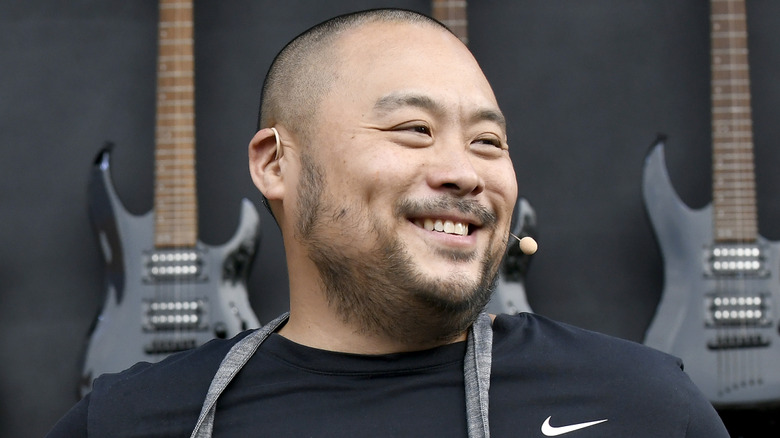Chef David Chang speaking at an event